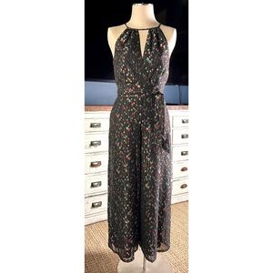 Anthropologie Edita Halter Black Wide Leg Shimmer Party Jumpsuit NWT New 0